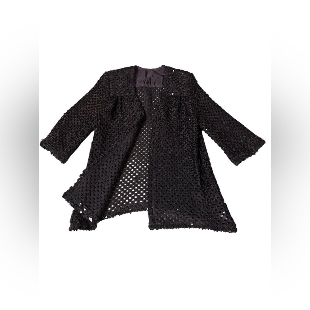 Vintage black sequin cardigan, large - Picture 2 of 12